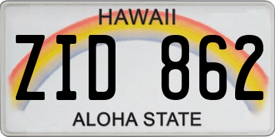 HI license plate ZID862