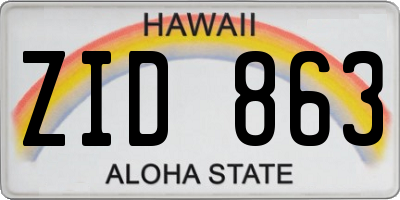 HI license plate ZID863