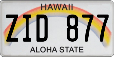 HI license plate ZID877