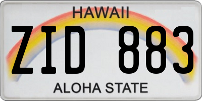HI license plate ZID883