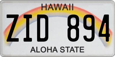 HI license plate ZID894