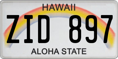 HI license plate ZID897