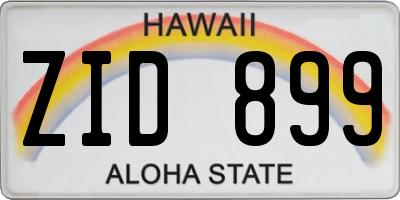HI license plate ZID899