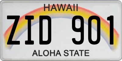 HI license plate ZID901