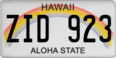 HI license plate ZID923