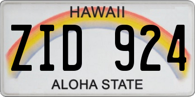 HI license plate ZID924