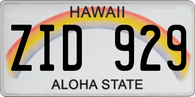 HI license plate ZID929