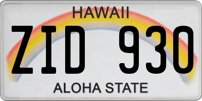 HI license plate ZID930