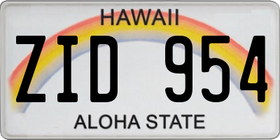 HI license plate ZID954