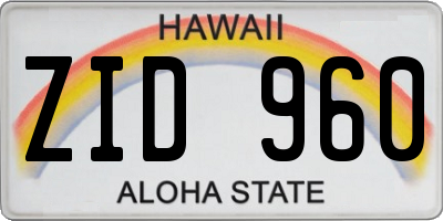 HI license plate ZID960
