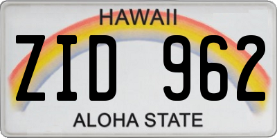 HI license plate ZID962