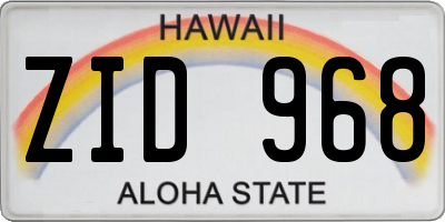 HI license plate ZID968