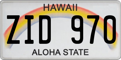 HI license plate ZID970