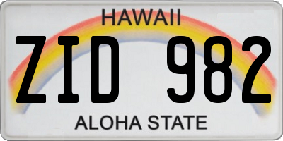 HI license plate ZID982