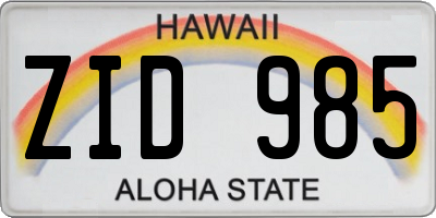 HI license plate ZID985