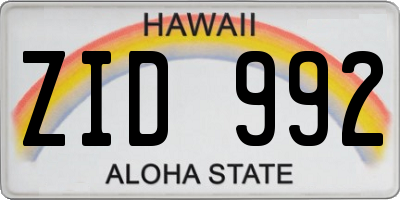 HI license plate ZID992