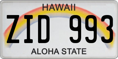 HI license plate ZID993