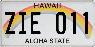 HI license plate ZIE011