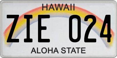 HI license plate ZIE024