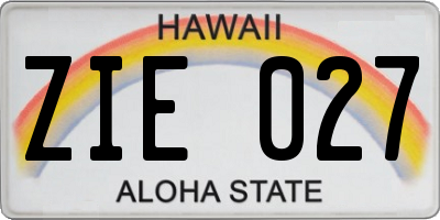 HI license plate ZIE027