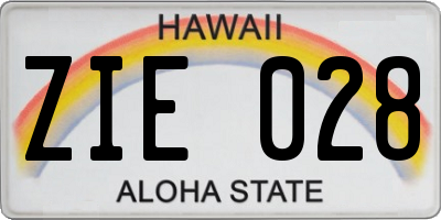 HI license plate ZIE028
