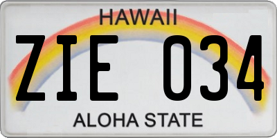 HI license plate ZIE034