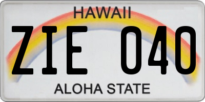 HI license plate ZIE040