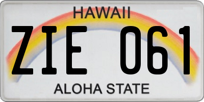 HI license plate ZIE061