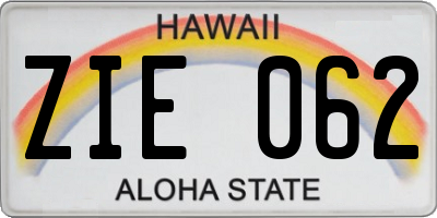 HI license plate ZIE062