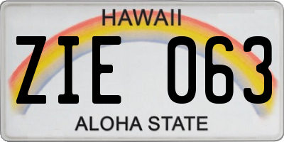 HI license plate ZIE063
