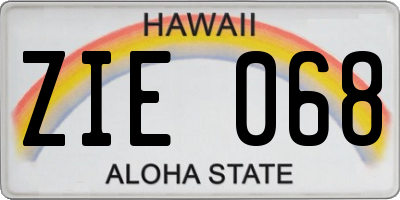 HI license plate ZIE068