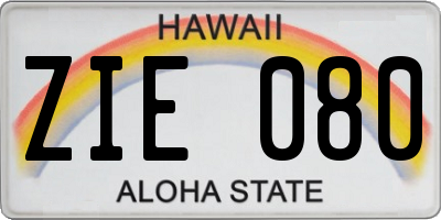 HI license plate ZIE080
