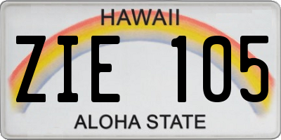 HI license plate ZIE105