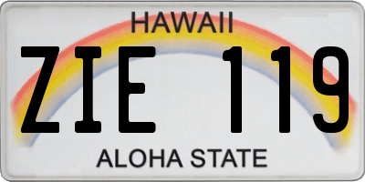 HI license plate ZIE119