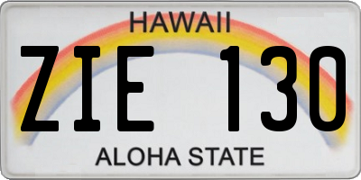 HI license plate ZIE130