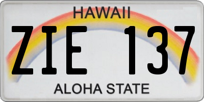 HI license plate ZIE137