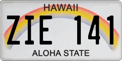 HI license plate ZIE141