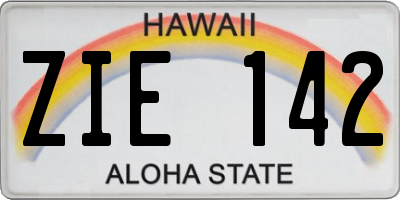 HI license plate ZIE142