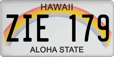 HI license plate ZIE179