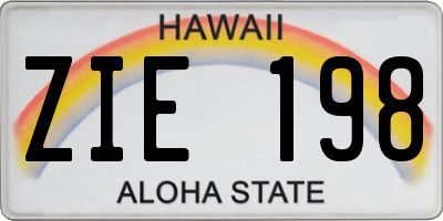 HI license plate ZIE198