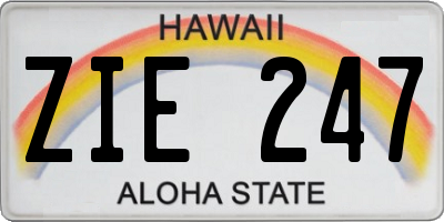 HI license plate ZIE247