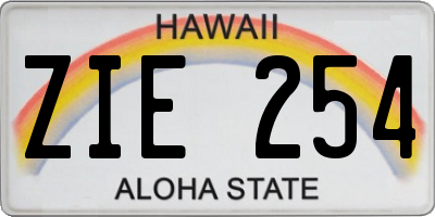 HI license plate ZIE254