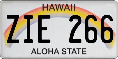 HI license plate ZIE266