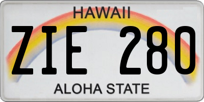 HI license plate ZIE280