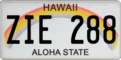 HI license plate ZIE288