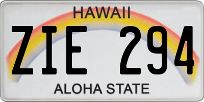HI license plate ZIE294