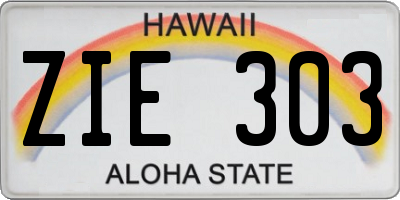 HI license plate ZIE303