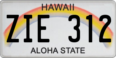 HI license plate ZIE312