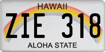 HI license plate ZIE318