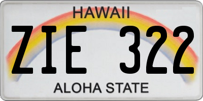 HI license plate ZIE322